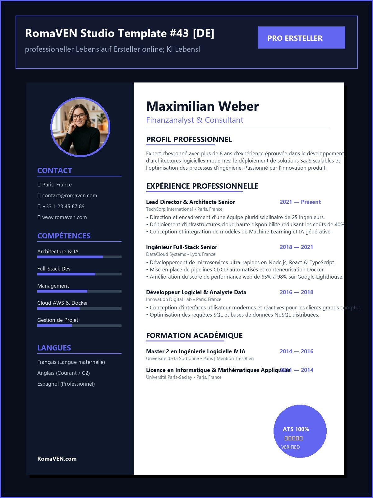 professioneller Lebenslauf Ersteller online