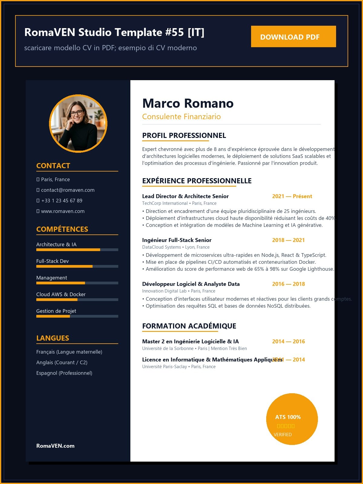 scaricare modello CV in PDF